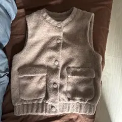 H&M フラッフィベスト シャギー ライトピンク