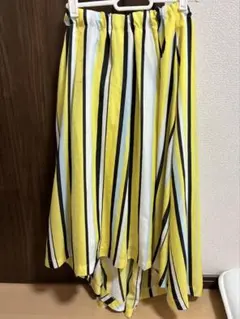 ストライプ フレアスカート イエロー