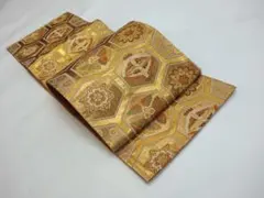 【SALE30%OFF】中古美品 袋帯 亀甲模様 花蝶鳥模様 金色
