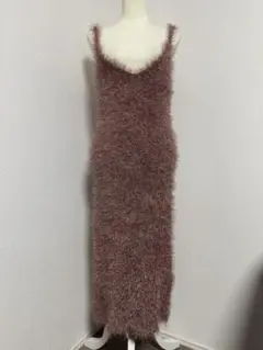 LAGUNAMOON シャギーニットキャミワンピース ピンク