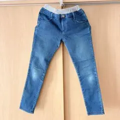 キッズデニム 140 ウエストゴム ブルーデニム ストレッチ 微起毛