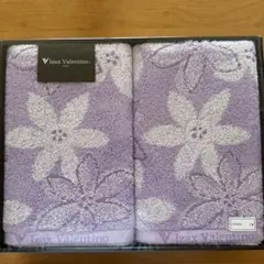 Izax Valentino 紫 花柄 バスタオル2枚セット バレンチノ