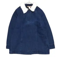 襟ボア チューダーコート デニムジャケット 裏キルティング ブルゾン