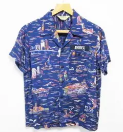 【極美品】AVIREX アロハシャツ 空母エンタープライズ柄 ユニセックス Fのサムネイル