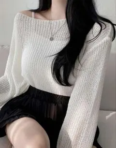 SHEIN ショルダータイニットセーター　ワンサイズ