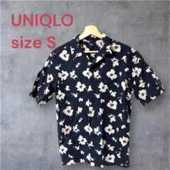 UNIQLO レーヨン オープンカラーシャツ 花柄 総柄 半袖シャツ メンズ Sのサムネイル