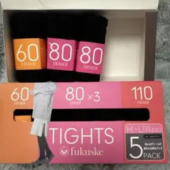 フクスケ fukuske タイツ 5足セット M〜L 1箱、L〜LL3足セット