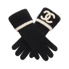 CHANEL ココマーク ニットグローブ 手袋 ブラック ホワイト - メルカリ