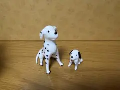 ガラス細工　犬の置物 ダルメシアンの親子
