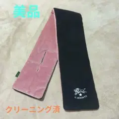 IL BISONTE リバーシブルマフラー 黒/ピンク