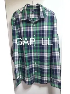 GAP L ネルシャツ チェック柄 グリーン　緑　メンズ