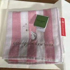 kate spade ケイトスペード　タオルハンカチ ピンクストライプ　うさぎ