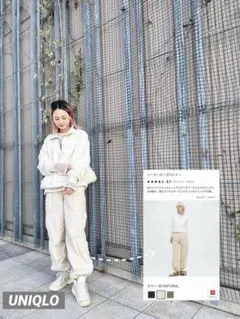 【UNIQLO】イージーカーゴパンツ ナチュラル アイボリー 白　Lサイズ