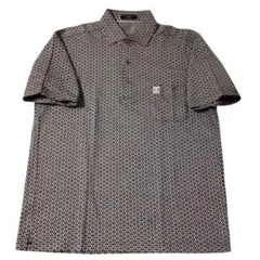 DAKS GOLF 総柄 ポロシャツ 黒灰 大きめ LL 美品