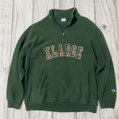 良品 青タグ XLARGE Championコラボリバースウィーブハーフジップ