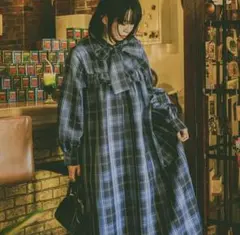 kutirクティールとレトロボウタイフリルチェックワンピースSサイズ