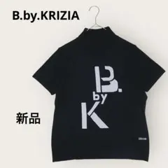 新品　B.by.KRIZIA タートルネック半袖ニットトップス　フロントロゴ