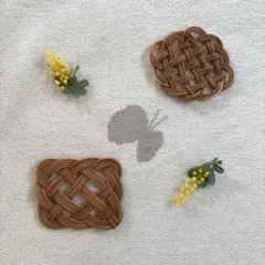 ハンドメイド ラタン コースター ナチュラルインテリア キッチン マット 鍋敷き