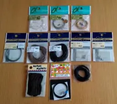 ハンドメイド用ワックスコード、ワイヤー、引輪金具セットほぼ未開封品　ネックレス用