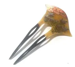 金色桔梗模様の扇形髪飾り 成人式 結婚式 着物 和装 髪結 寿舟