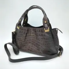 値下げ！【極美品】レザージュエルズ　クロコ型押し　2wayショルダーバッグ
