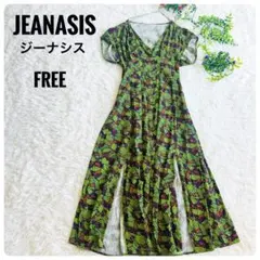 【新品未使用タグ付き】JEANASIS アフリカン柄ワンピ 羽織OK リネン混