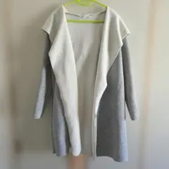 グレーとホワイトのロングコート フリーサイズ