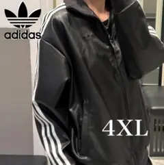 新品4XL】窪塚洋介 アディダス フェイクレザージャケットトップ プレザー3S黒のサムネイル