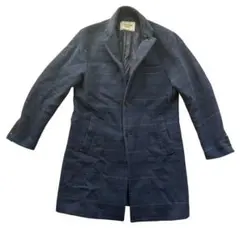 417エディフィス・スタンドカラーコート・カシミヤ・紺チェック・XL