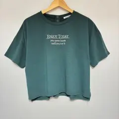 OLIVE des OLIVE ダークグリーン メッセージTシャツ 半袖　F 夏のサムネイル