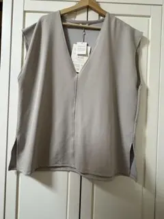 グレー Vネック トップス & フレアパンツ セットアップ