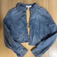 ZARA ライトブルー オープンバックデザイン デニムシャツ