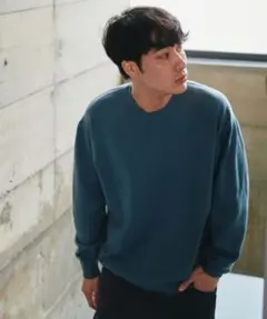 『UR TECH 200日ニット』クルーネックプルオーバー　M　試着のみ　ブルー