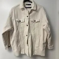 【美品】ZARA アイボリー　ホワイト　コーデュロイジャケット