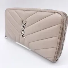 美品✨サンローラン カサンドラ YSLロゴ 長財布 Vステッチ シルバー金具