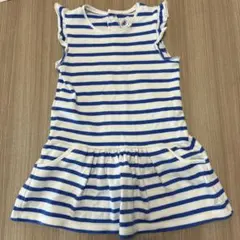 PETIT BATEAU ノースリーブワンピース 白/青ストライプ