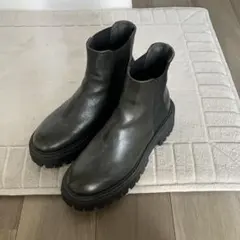 ブラック サイドゴアブーツ レザー