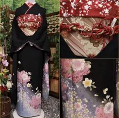 セール㊗️新品しつけ糸付き✨大人カワイイ黒振袖❤️豪華袋帯の2点セット