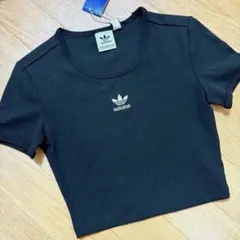 即発送★adidas リブショート丈Tシャツ S
