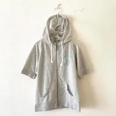 ☆【ロキシー】パーカー 綿混 フルジップ ラグランスリーブ 刺繍ロゴ 半袖 Sのサムネイル