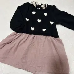 petit main ハート模様 ワンピース 100