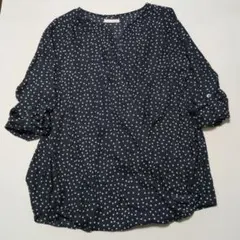THE SHOP KT ドット柄 カシュクールシャツ 長袖 ロールアップ可能
