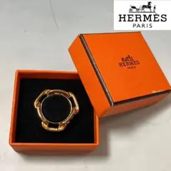 美品 エルメス ルガテ シェーヌダンクル スカーフリング ゴールド色 箱付き