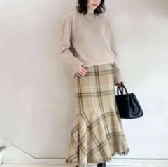 【美品】Mila Owen ミラオーウェン ウールカシミヤラグランクルーニット