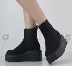 Futier land サイドゴア厚底プラットフォームショートブーツ 黒 M