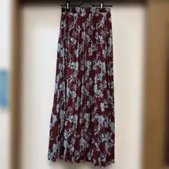 【未着用】花柄プリーツロングスカート　90cm L