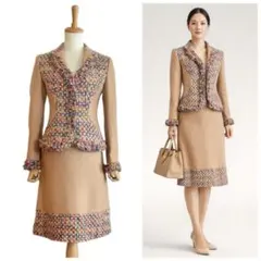 【mila schon BLUE LABEL】 ツイード切り替え スカートスーツ