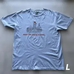 USA古着半袖Tシャツ"MUSIC" L 水色 サックスブルー アメカジアメリカ