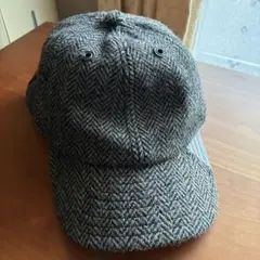 【オーバーライド】ハリスツィード　帽子　ヘリンボーン　グレー