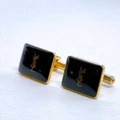 861 イヴ・サンローラン カフス ボタン カフリンクス ブラック